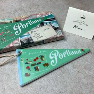 Portland Oregon Rosanna Souvenir Porcelain Travel Pennant Wall Hanging Ornament